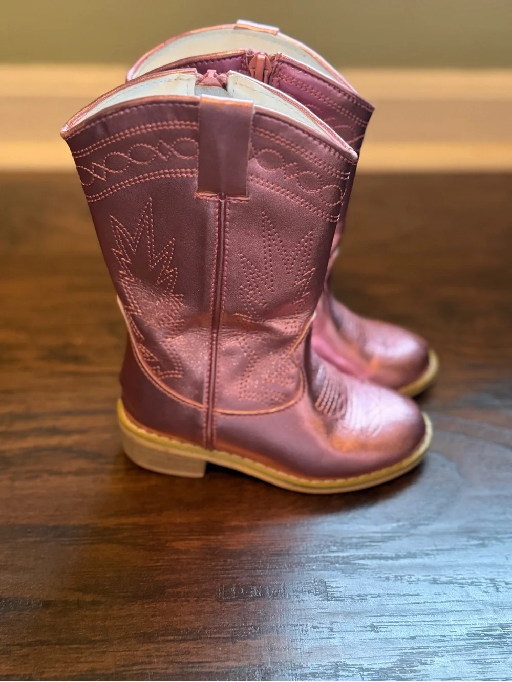 Kids Shimmery Pink Cowgirl Boots - Pull-On Western Style